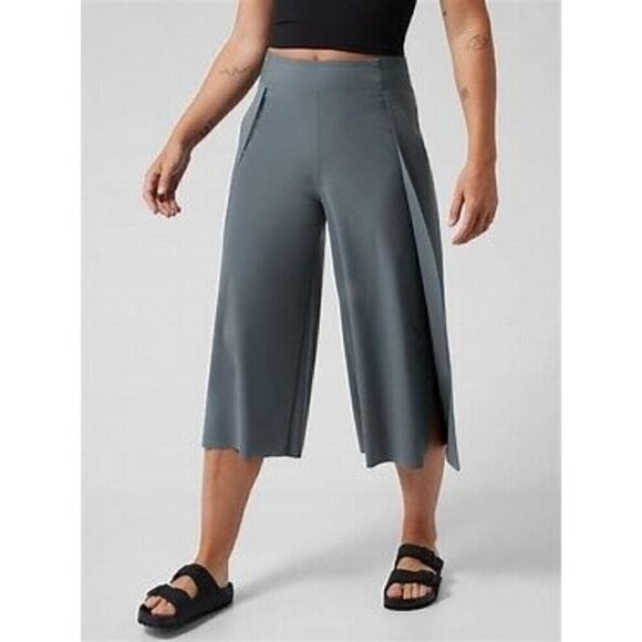 Athleta Cosmic Wrap Pant Minimalistic Gray Crop Wide Leg 10 - Picture 1 of 6